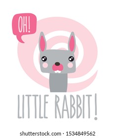 Editable vector. Drawing my best friend. Funny bunny drawing. 