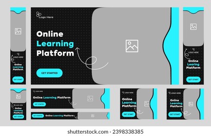 Editable vector education system web set banner design for social media post, learning banner design, customizable vector eps 10 file format