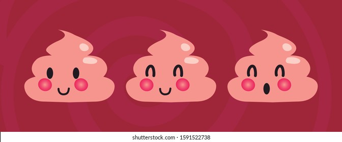 Editable vector. Emoticon of a pretty poop. Funny illustration.