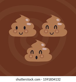 Editable vector. Emoticon of a pretty poop. Funny illustration.