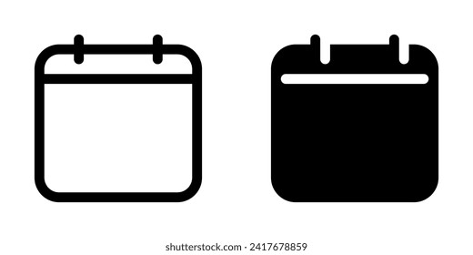 Editable vector empty calendar icon. Black, line style, transparent white background. Part of a big icon set family. Perfect for web and app interfaces, presentations, infographics, etc