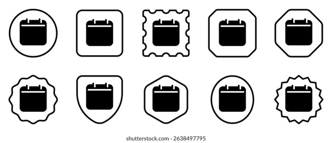 Editable vector empty calendar icon. Black, line style, transparent white background. Part of a big icon set family. Perfect for web and app interfaces, presentations, infographics, etc