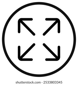 Editable vector enter full screen icon. Black, line style, transparent white background. Part of a big icon set family. Perfect for web and app interfaces, presentations, infographics, etc
