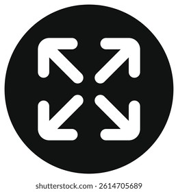 Editable vector enter full screen icon. Black, line style, transparent white background. Part of a big icon set family. Perfect for web and app interfaces, presentations, infographics, etc