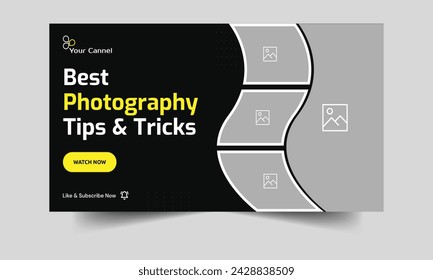 Editable vector EPS 10 file format, customizable vector video cover banner, wedding photography video thumbnail banner design