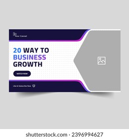 Editable vector eps video thumbnail banner design for business tips and tricks, business idea vector thumbnail banner design, vector eps 10 file format