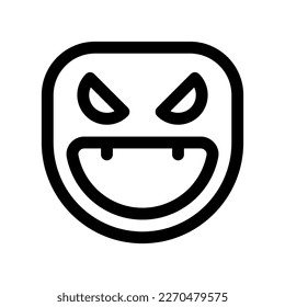 Editable vector evil face mask icon. Black, line style, transparent white background. Part of a big icon set family. Perfect for web and app interfaces, presentations, infographics, etc