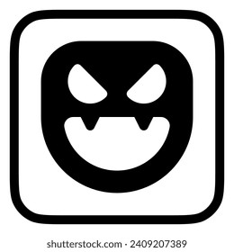 Editable vector evil face mask icon. Black, line style, transparent white background. Part of a big icon set family. Perfect for web and app interfaces, presentations, infographics, etc