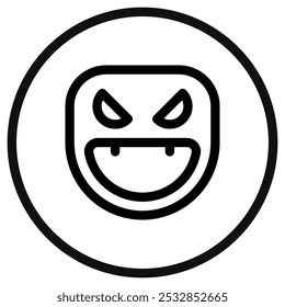 Editable vector evil face mask icon. Black, line style, transparent white background. Part of a big icon set family. Perfect for web and app interfaces, presentations, infographics, etc