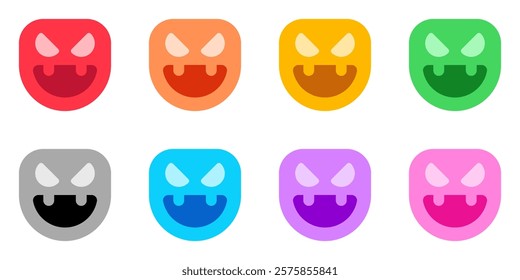 Editable vector evil face mask icon. Black, line style, transparent white background. Part of a big icon set family. Perfect for web and app interfaces, presentations, infographics, etc