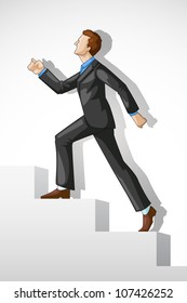 Editable vector of a executive climbing success stair