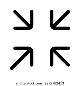 Editable vector exit full screen icon. Black, line style, transparent white background. Part of a big icon set family. Perfect for web and app interfaces, presentations, infographics, etc