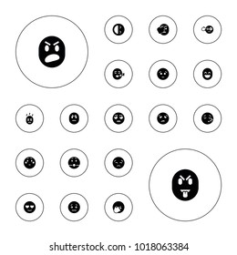 Editable vector expression icons: sad emot, upset emot on white background.