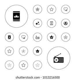 Editable vector favorite icons: star, add favorite on white background.
