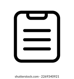 Editable vector file clipboard paste icon. Black, line style, transparent white background. Part of a big icon set family. Perfect for web and app interfaces, presentations, infographics, etc