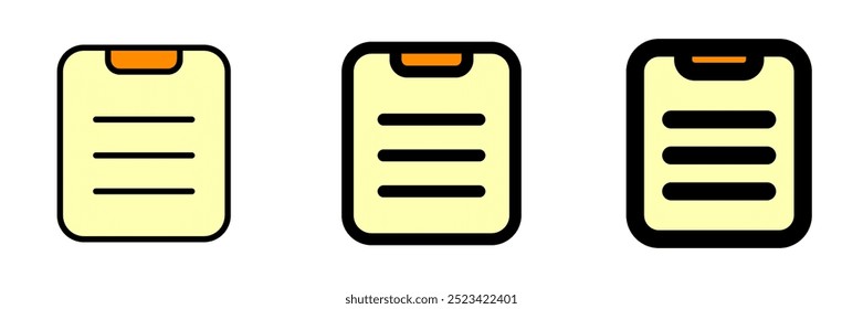 Editable vector file clipboard paste icon. Black, line style, transparent white background. Part of a big icon set family. Perfect for web and app interfaces, presentations, infographics, etc