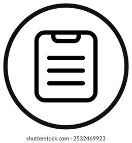 Editable vector file clipboard paste icon. Black, line style, transparent white background. Part of a big icon set family. Perfect for web and app interfaces, presentations, infographics, etc