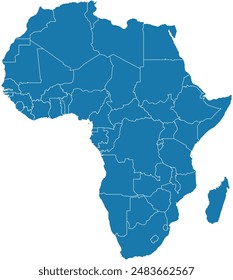 Editable vector file of the continent of Africa with included countries.
