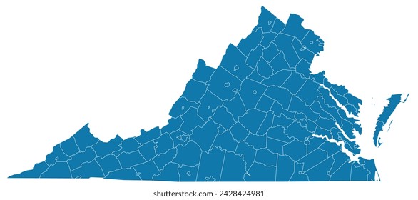 Editable vector file of the counties that make up the state of Virginia