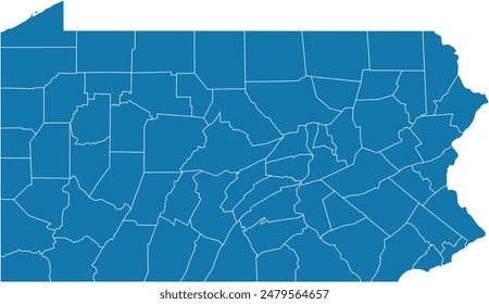 Editable vector file of the counties that make up the state of Pennsylvania, located in the United States.