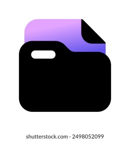 Editable vector file document folder icon. Black, line style, transparent white background. Part of a big icon set family. Perfect for web and app interfaces, presentations, infographics, etc