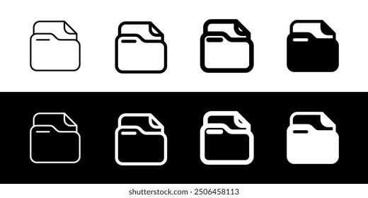 Editable vector file document folder icon. Black, line style, transparent white background. Part of a big icon set family. Perfect for web and app interfaces, presentations, infographics, etc