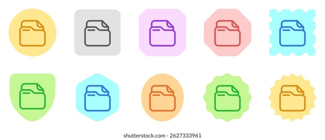 Editable vector file document folder icon. Black, line style, transparent white background. Part of a big icon set family. Perfect for web and app interfaces, presentations, infographics, etc