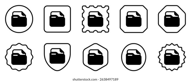Editable vector file document folder icon. Black, line style, transparent white background. Part of a big icon set family. Perfect for web and app interfaces, presentations, infographics, etc