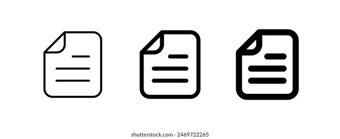 Editable vector file document icon. Black, line style, transparent white background. Part of a big icon set family. Perfect for web and app interfaces, presentations, infographics, etc