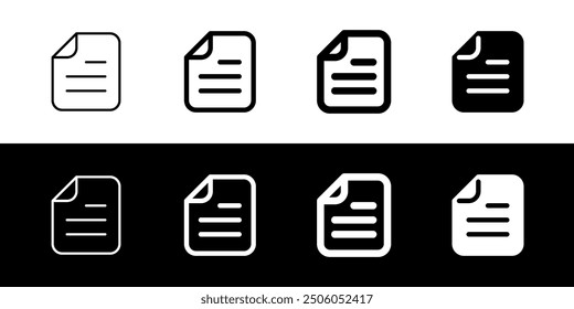 Editable vector file document icon. Black, line style, transparent white background. Part of a big icon set family. Perfect for web and app interfaces, presentations, infographics, etc