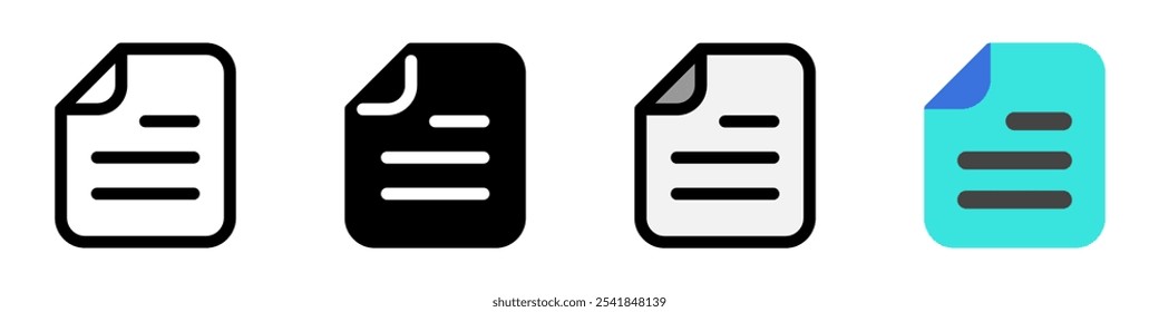 Icono de documento de archivo de Vector editable. Negro, estilo de línea, fondo blanco transparente. Parte de una gran familia de iconos. Perfecto para interfaces de Web y App, presentaciones, infografías, etc