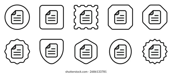Editable vector file document icon. Black, line style, transparent white background. Part of a big icon set family. Perfect for web and app interfaces, presentations, infographics, etc