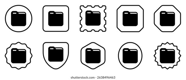 Editable vector file folder archive icon. Black, line style, transparent white background. Part of a big icon set family. Perfect for web and app interfaces, presentations, infographics, etc