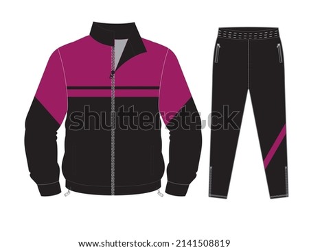 Editable Vector File Sketch Illustration, Tracksuit Menswear Template, Summer Wear Men Women Clothing Digital Artworks Mockup, Sportswear Editable Apparel Template Catalog, Jacket Pant Designs