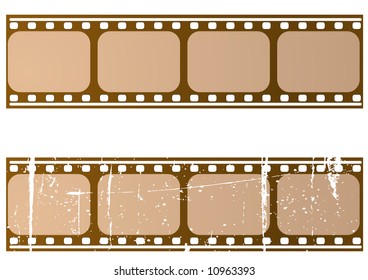 Editable vector film frame - Normal and grunge textured version