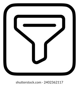 Editable vector filter funnel icon. Black, line style, transparent white background. Part of a big icon set family. Perfect for web and app interfaces, presentations, infographics, etc