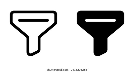 Editable vector filter funnel icon. Black, line style, transparent white background. Part of a big icon set family. Perfect for web and app interfaces, presentations, infographics, etc