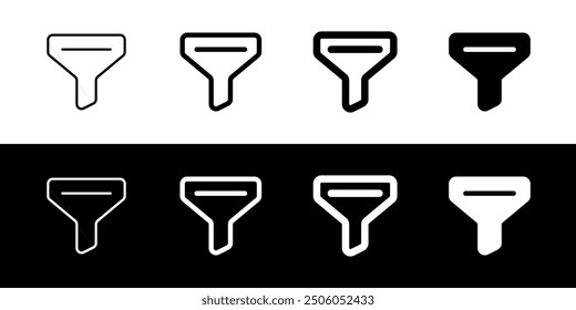 Editable vector filter funnel icon. Black, line style, transparent white background. Part of a big icon set family. Perfect for web and app interfaces, presentations, infographics, etc