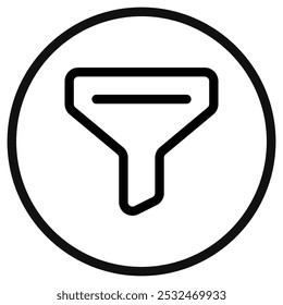 Editable vector filter funnel icon. Black, line style, transparent white background. Part of a big icon set family. Perfect for web and app interfaces, presentations, infographics, etc