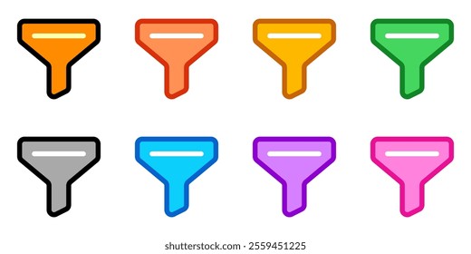 Editable vector filter funnel icon. Black, line style, transparent white background. Part of a big icon set family. Perfect for web and app interfaces, presentations, infographics, etc