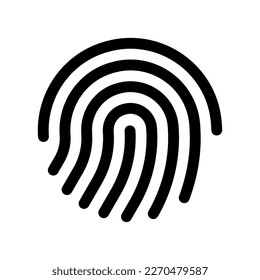 Icono de exploración de huellas dactilares de vector modificable. Negro, estilo de línea, fondo blanco transparente. Parte de una familia de iconos grandes. Perfecto para interfaces web y de aplicaciones, presentaciones, infografías, etc