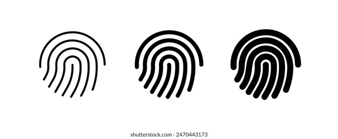 Editable vector fingerprint scan icon. Black, line style, transparent white background. Part of a big icon set family. Perfect for web and app interfaces, presentations, infographics, etc