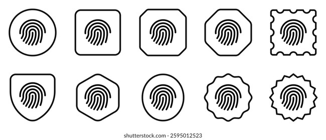 Editable vector fingerprint scan icon. Black, line style, transparent white background. Part of a big icon set family. Perfect for web and app interfaces, presentations, infographics, etc