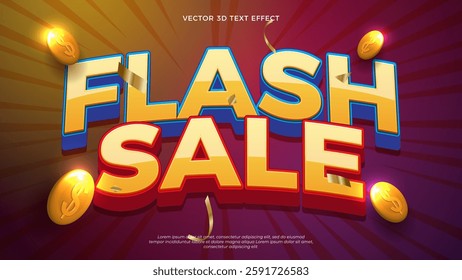 editable vector flash sale text effect with modern style design