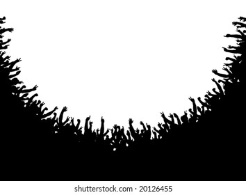 Editable vector foreground illustration of a crowd silhouette