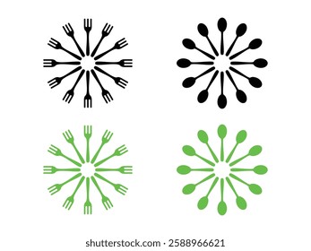 editable vector fork and spoon symbol design illustration isolated on transparent background