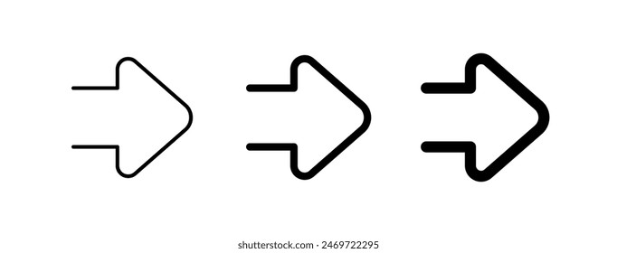 Editable vector forward arrow icon. Black, line style, transparent white background. Part of a big icon set family. Perfect for web and app interfaces, presentations, infographics, etc