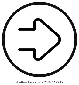 Ícone de seta para frente do vetor editável. Preto, estilo de linha, fundo branco transparente. Parte de uma grande família de conjuntos de ícones. Perfeito para interfaces web e app, apresentações, infográficos, etc