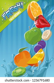 Editable Vector Fruit Splash