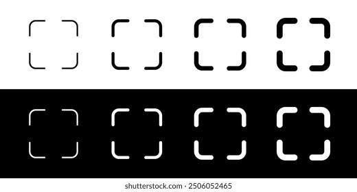 Editable vector fullscreen scan screenshot icon. Black, transparent white background. Part of a big icon set family. Perfect for web and app interfaces, presentations, infographics, etc